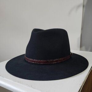 Akubra Banjo Paterson Pure Fur Felt Western Hat Black Heritage Collection 57cm